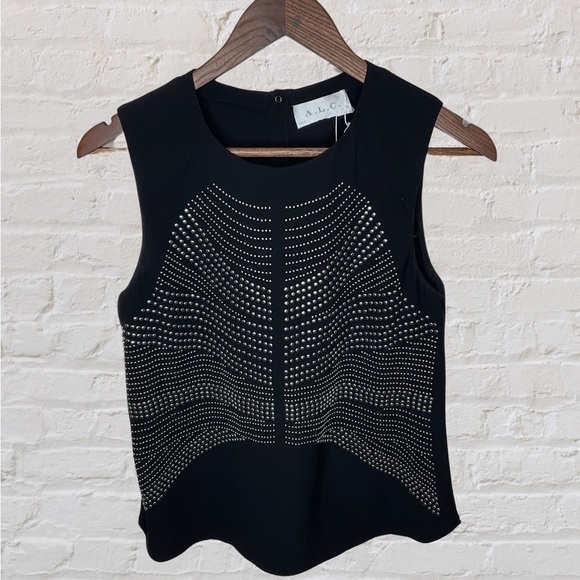 A.L.C. 2013 Black sleeveless top with silver studded design - Picture 1 of 8